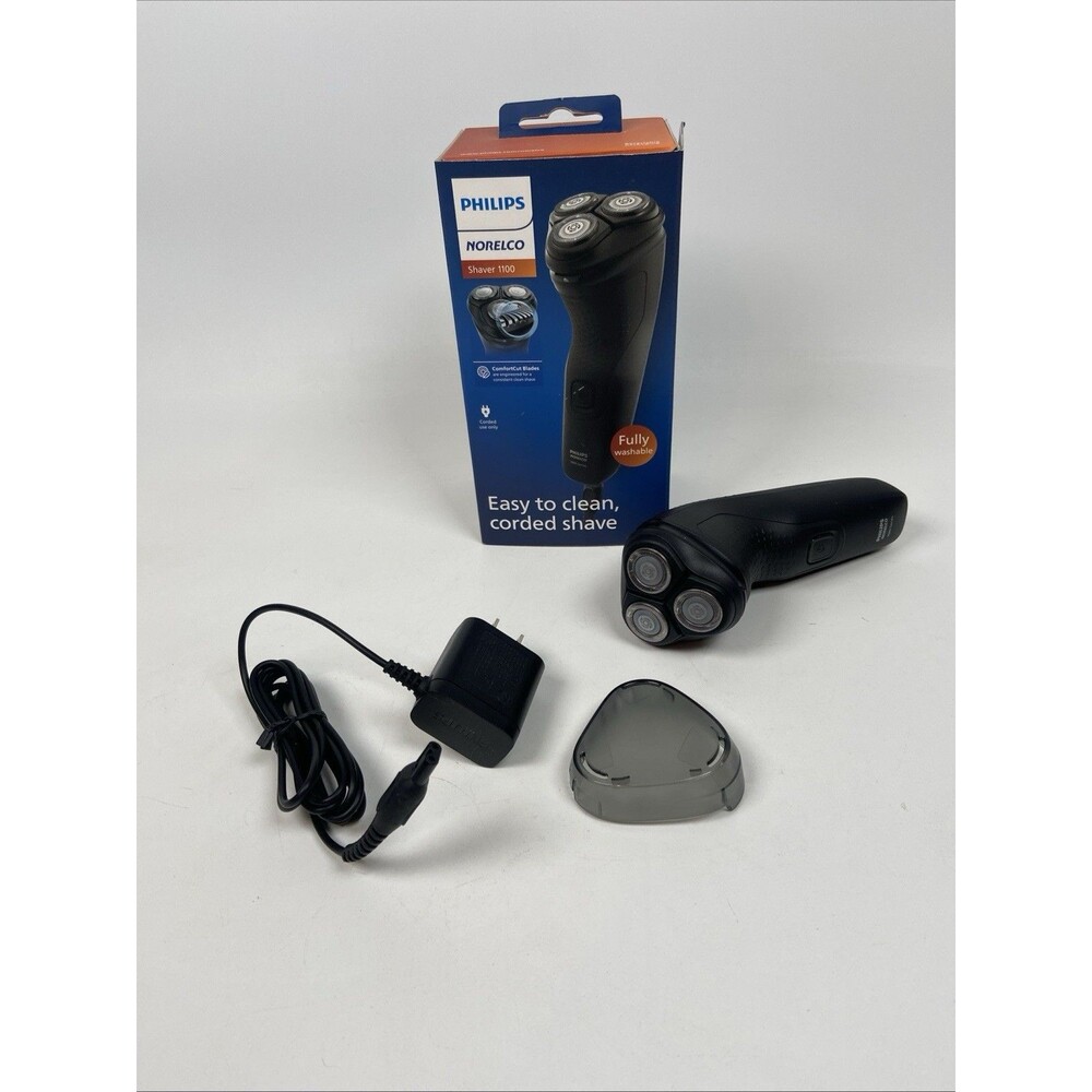Philips Norelco 1100 Corded Washable Electric Shaver Easy to Clean- Black